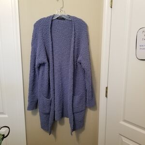 MEROKEETY  Cardigan Sweater Blue XL Open Front Lightweight Front Pockets Cozy